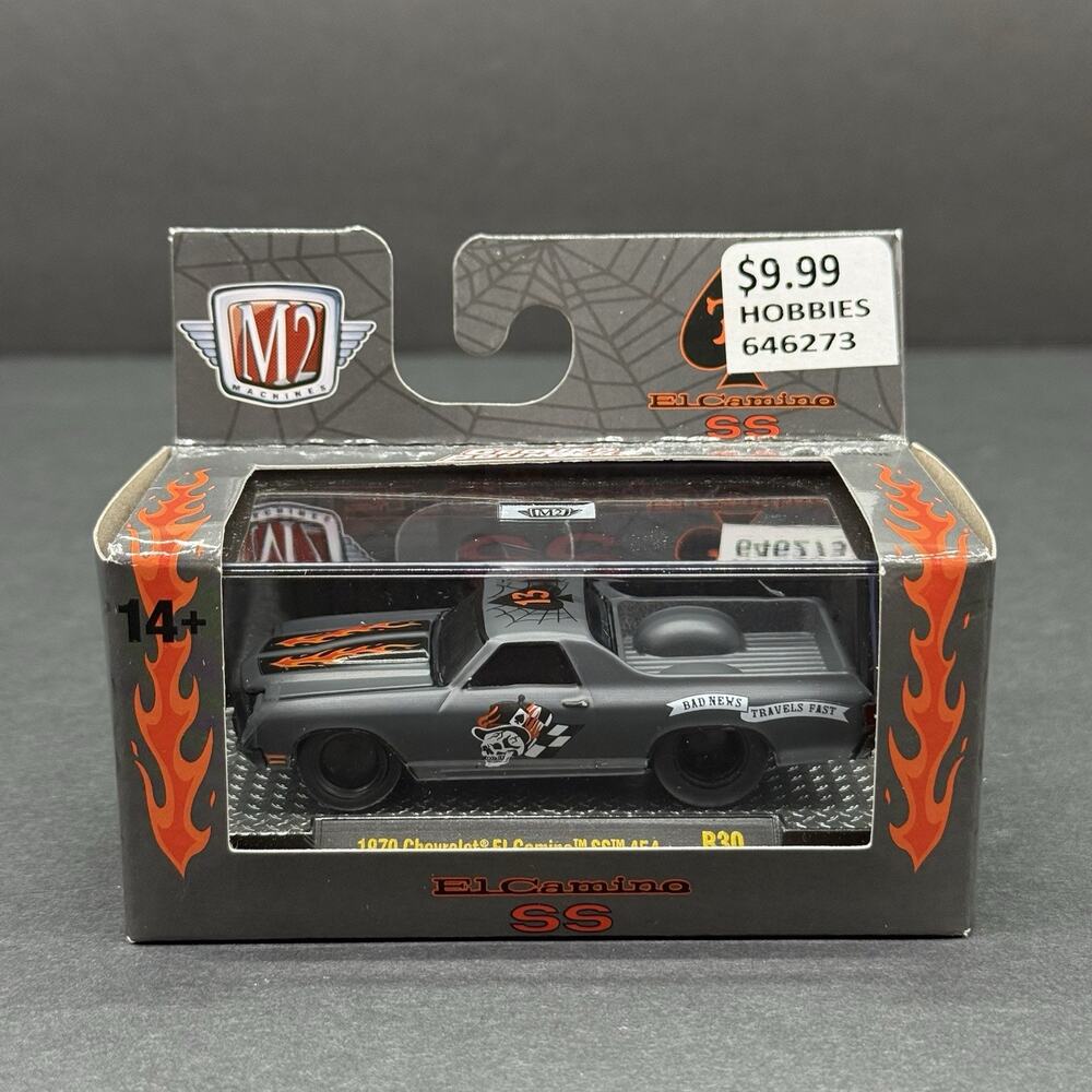 M2 Machines Ground Pounders 1:64 1970 Chevrolet El Camino SS 454 Gray Diecast